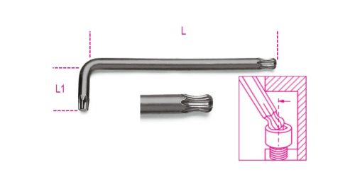 BETA 97BTx 20 mm Hajlított gömbfejű Torx®-imbuszkulcs, barnított