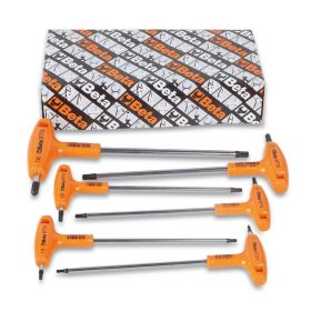   Beta 97TTX/S6 T-szárú Torx®-imbuszkulcs,  műanyag markolattal, krómozott,  fekete hegyek