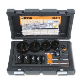   Beta 450/C13 HSS/Bimetall-koronafúrókészlet gáz és vízvezetékszerelőknek ütésálló műanyag dobozban
