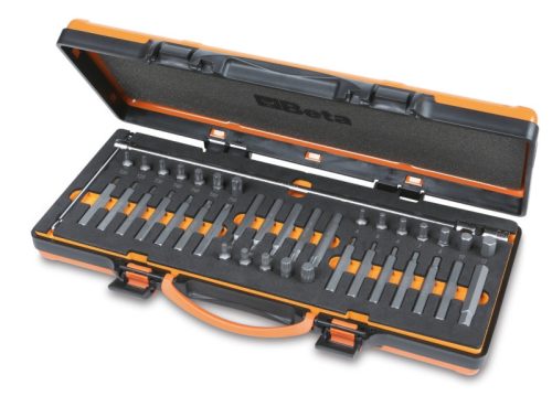 Beta 867/C38 38 RIBE® betétből álló készlet 10 mm hatlapfejű csatlakozóval és 1 csuklós T betéttartóval lágy hőformázott tálcán és lemezdobozban