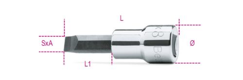 BETA 910LP 1X5,5Csavarhúzó-Dugókulcs hasítottfejű csavarokhoz, krómozott, barnított fej