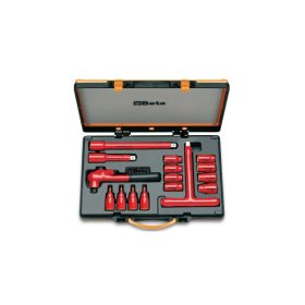   Beta BETA 910MQ/C16 3/8"-OS KÉSZLET, 8 TIZENKÉTSZÖGŰ DUGÓKULCS, 4 HATSZÖGŰ DUGÓKULCS ÉS 4 TARTOZÉKKAL, SZIGETELT