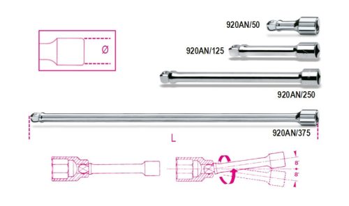 BETA 920AN/50 1/2”-os gömbvégű toldó