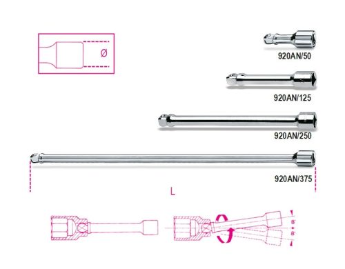 BETA 920AN/125 1/2”-os gömbvégű toldó