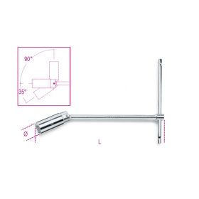BETA 957 16 Rövid csuklós T-gyertyakulcs, krómozott