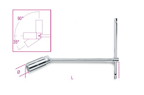 BETA 957 20,8 Rövid csuklós T-gyertyakulcs, krómozott