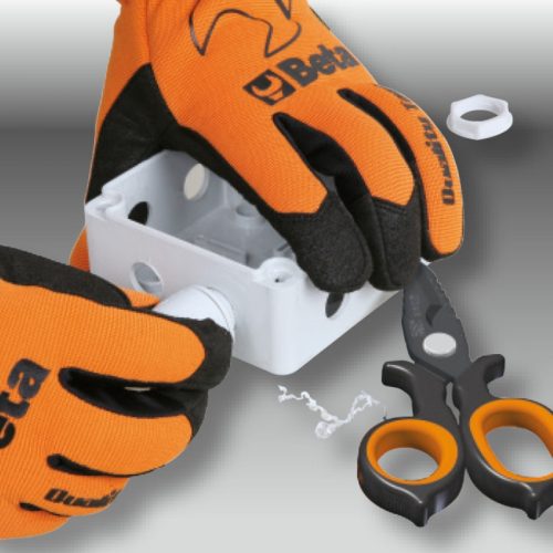 Beta 1128BAX Kettős hatású villanyszerelő olló, lépcsős profil, rozsdamentes acél, DLC bevonat