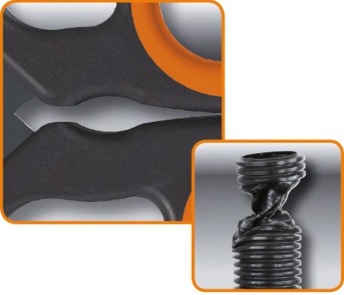 Beta 1128BAX Kettős hatású villanyszerelő olló, lépcsős profil, rozsdamentes acél, DLC bevonat