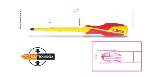 BETA 1275MQ/C PH2+LPP Kombinált csavarhúzó PH kereszthornyos + egyenes hornyú csavarokhoz