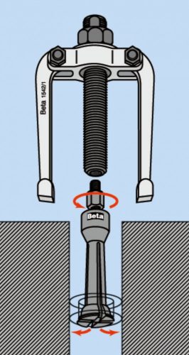 Beta 1545/C5M Belső csapágylehúzó készlet 1542/1 ellentartó 5 darab 1544 típusú belső lehúzóval, fémdobozban