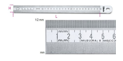 BETA 1683 300 Félmerev skálás vonalzó, rozsdamentes acélból