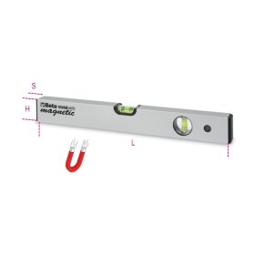   Beta 1696B 200 Mágneses vízmérték eloxált alumíniumból, 2 törésbiztos libella, pontosság: 1 mm/m