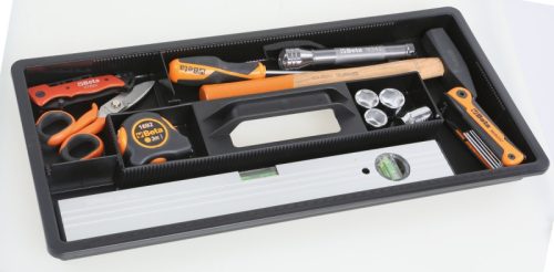 Beta CP15L - 2115 Műanyag szerszámos láda, hosszú kivitel kivehető betéttel és tálcák kis tárgyak elhelyezésére, üres