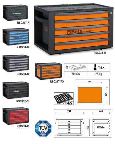 BETA RSC23T-G-5 fiókos szerszámos láda