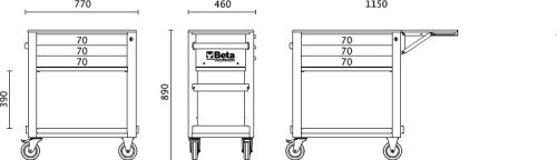 BETA BW 5000S/3M-O Worker 3 fiókos szerszámkocsi 189 darabos szerszámkészlettel