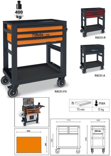 BETA RSC51-FO 3 fiókos szerszámkocsi