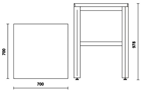 Beta C55KAI-G Sarok munkalap műhelyberendezés összeállításhoz, 700x700 méret lábakkal