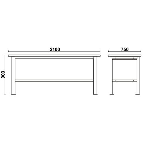 Beta C58BC-W2,1 Egyszerű fa munkalapos munkapad, 2,1 m széles