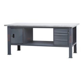   Beta C58BC-X2,1 4CA/A Rozsdamentes acéllal fedett MDF munkalapos munkapad, 2,1 m széles, 4 fiókkal és ajtós modullal