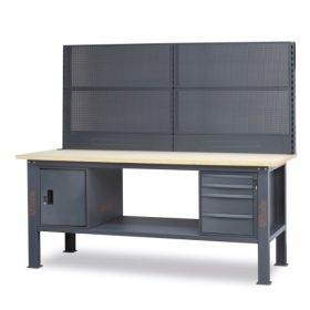   BETA C58BC-W2,1 4CA/A+SVR Munkapad, 2,1 m hosszú, fapaddal, 4 fiókkal és ajtós modullal