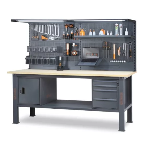 BETA C58BC-W2,1 4CA/A+SVR Munkapad, 2,1 m hosszú, fapaddal, 4 fiókkal és ajtós modullal