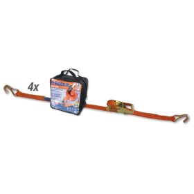   Beta 8181 6/B4 4 darab 8181 racsnis rögzítőheveder táskában, 6 m nagy szakítószilárdságú poliészter szalag, egyhorgos