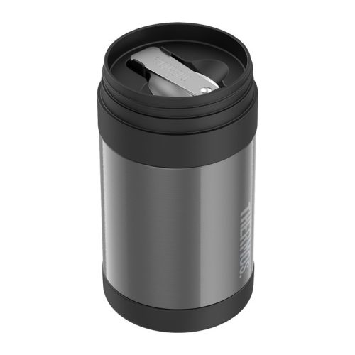 Thermos FUNtainer gyerek termosz ételre, kanállal - fekete - 470ml