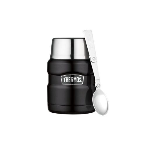 Thermos Style termosz ételre bögrével - matt fekete - 470ml
