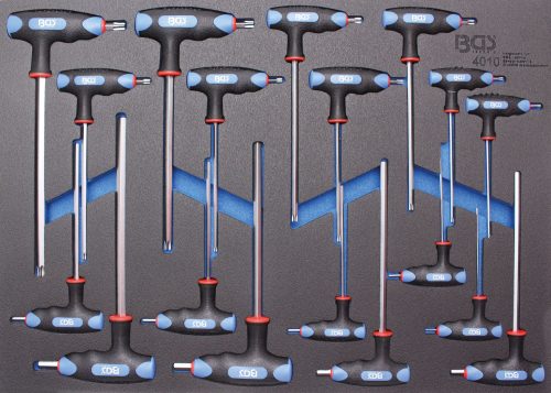BGS technic Szerszámtálca gurulós szerszámkocsihoz: T-foganytyús kulcs készlet , 18db (BGS 4010)