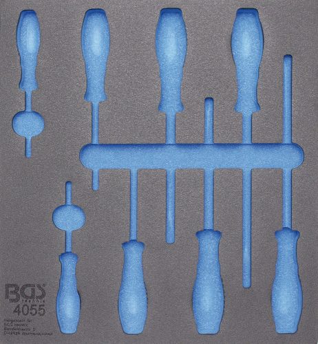 BGS technic 2/3 Szerszámtálca szerszámkocsihoz, üresen: 8 részes lapos és csillag csavarhúzó készlethez (nem tartozék) (BGS 4055-1)