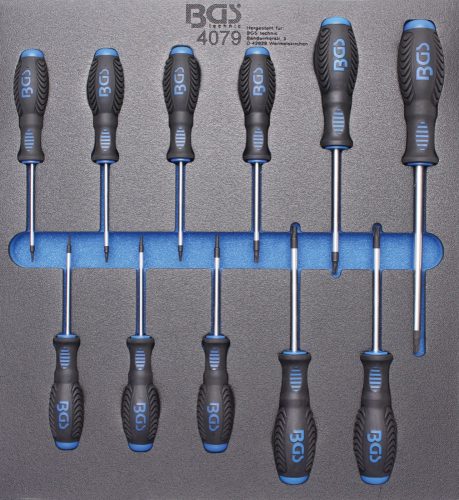 BGS technic 2/3 Szerszámtálca szerszámkocsihoz: 11 részes Torx csavarhúzó készlettel, T6-T40 (BGS 4079)