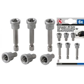   Kraftmann 1/4" Bitkészlet mélységi ütközővel, csavarok süllyesztett behajtásához | gipszkarton falhoz | csillag PH2 | 6 darabos (BGS 50406)