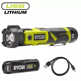   Ryobi RLP4-120G akkus forgófejes zseblámpa lézerrel (1 x 2.0 Ah USB Li-ion akkuval) - 4V