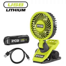  Ryobi RCF-120G akkus csíptethető ventilátor (1 x 2.0 Ah USB Li-ion akkuval) - 4V