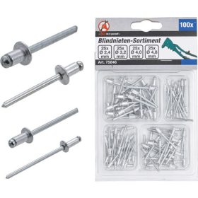   Kraftmann Popszegecs-készlet | Ø 2,4 - 4,8 mm | 100 darabos (BGS 75846)