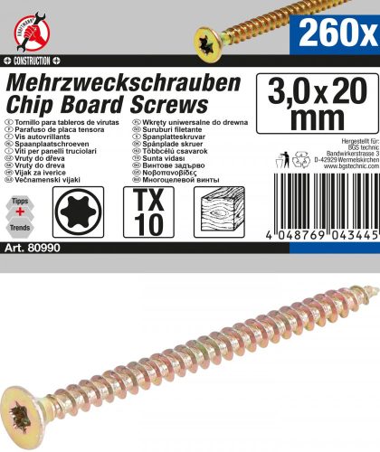 Kraftmann 260 db facsavar, 3.0 x 20 mm, Torx T10 fejjel (BGS 80990)