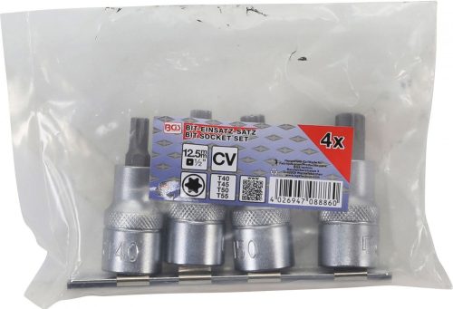 BGS technic 4 részes Torx bit dugókulcs készlet, 1/2", T40-T55 (BGS 8886)