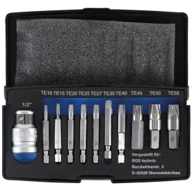   BGS technic 11 részes tört csavar kiszedő készlet Torx csavarokhoz, T10-T55 (BGS 9170)