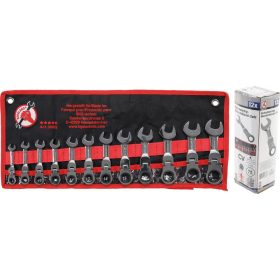   Kraftmann Csillag-villás kulcs készlet racsnis 12 részes, csuklós, extra rövid (BGS 30003)