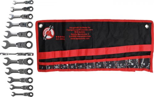 Kraftmann Csillag-villás kulcs készlet racsnis 12 részes, csuklós, extra rövid (BGS 30003)