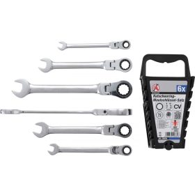   Kraftmann Csillag-villás kulcs készlet racsnis 6 részes, 8-19 mm, csuklós (BGS 30004)