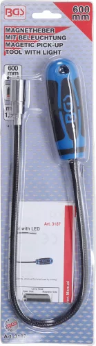 BGS technic Mágneses szerszám felszedő lámpával, 600mm hosszú, 1.5 kg teherbírás (BGS 3187)