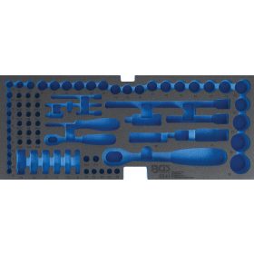   BGS technic Szerszámtálca a BGS 3312 szerszámosládához, üresen: 77 részes 1/2" és 1/4" dugókulcs fej, bitfej és hajtószár készlethez (nem tartozék) (BGS 3341-1)