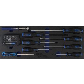   BGS technic Szerszámtálca a BGS 3312 szerszámosládához: 41 részes csavarhúzó, bit és mágneses felszedő készlettel (BGS 3343)