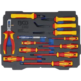   BGS technic Hab anyagú betét BOXSYS1 & 2 típushoz: VDE-fogó-/ csavarhúzó-készlet | 13 darabos (BGS 3352)