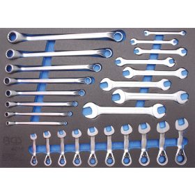   BGS technic 3/3 Szerszámtálca szerszámkocsihoz: nyílt végű/gyűrű/racsnis gyűrűkulcs, 26db (BGS 4016)