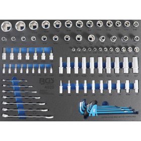  BGS technic 3/3 Szerszámtálca szerszámkocsihoz, 90 részes: dugókulcs fejekkel és csillag villás kulcsokkal (BGS 4020)
