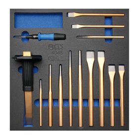   BGS technic 2/3 Szerszámtálca szerszámkocsihoz: 15 részes pontozó, kiütő, véső készlettel (BGS 4045)