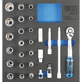   BGS technic 2/3 Szerszámtálca szerszámkocsihoz: 27 részes 1/2" dugókulcs készlettel (BGS 4053)