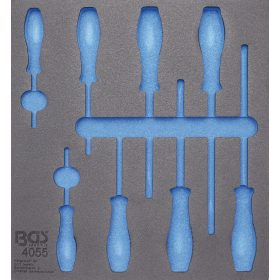   BGS technic 2/3 Szerszámtálca szerszámkocsihoz, üresen: 8 részes lapos és csillag csavarhúzó készlethez (nem tartozék) (BGS 4055-1)